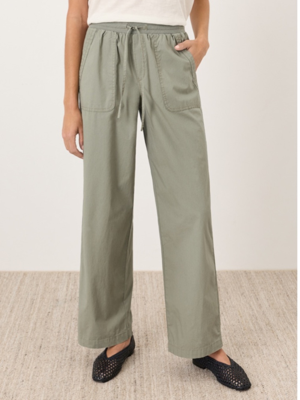 PACT | Organic Monterey Poplin Wide-Leg Pants in green l Sz Small
